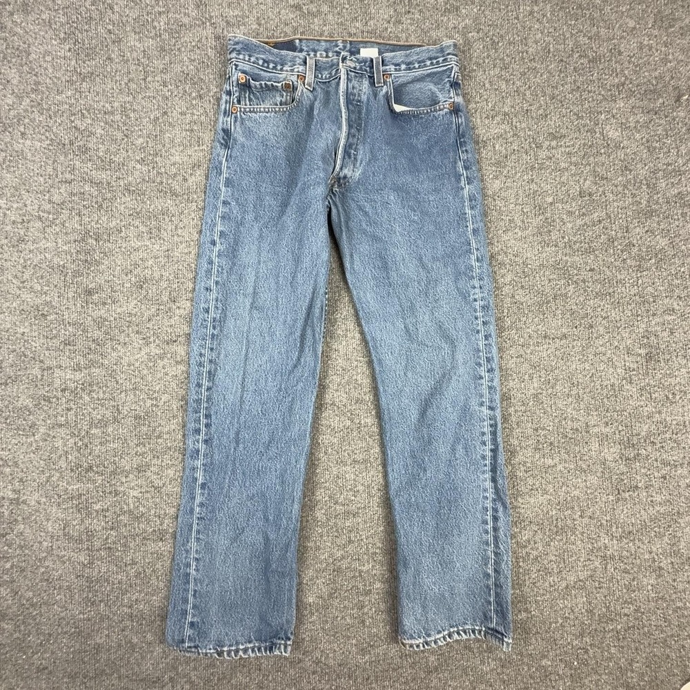 Levis 501 Jeans Mens 32x28 Blue Regular Fit Straight Leg Medium Wash Denim Pants